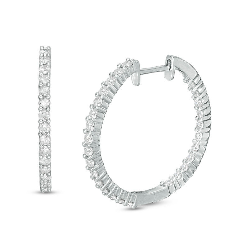 Main Image 1 of 1 CT. T.W. Diamond Inside-Out Hoop Earrings in Sterling Silver