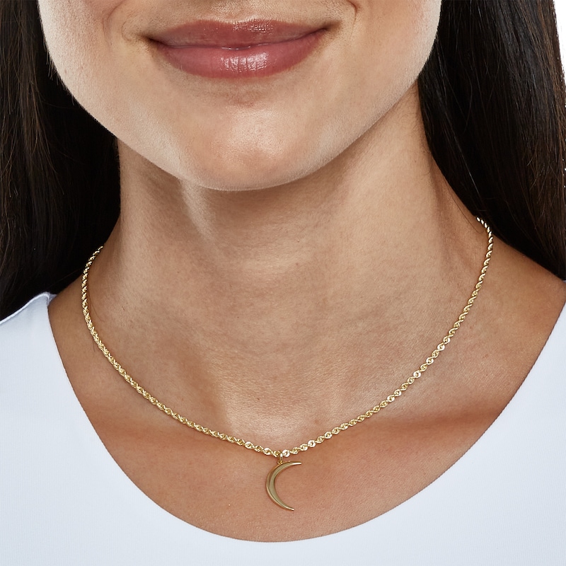 Main Image 3 of Crescent Moon Necklace Charm in 10K Solid Gold