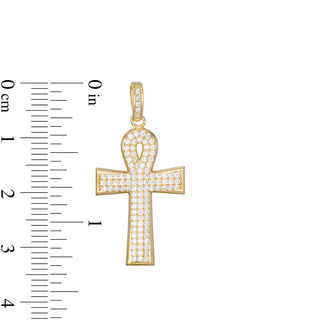 Cubic Zirconia Ankh Cross Necklace Charm in 10K Gold