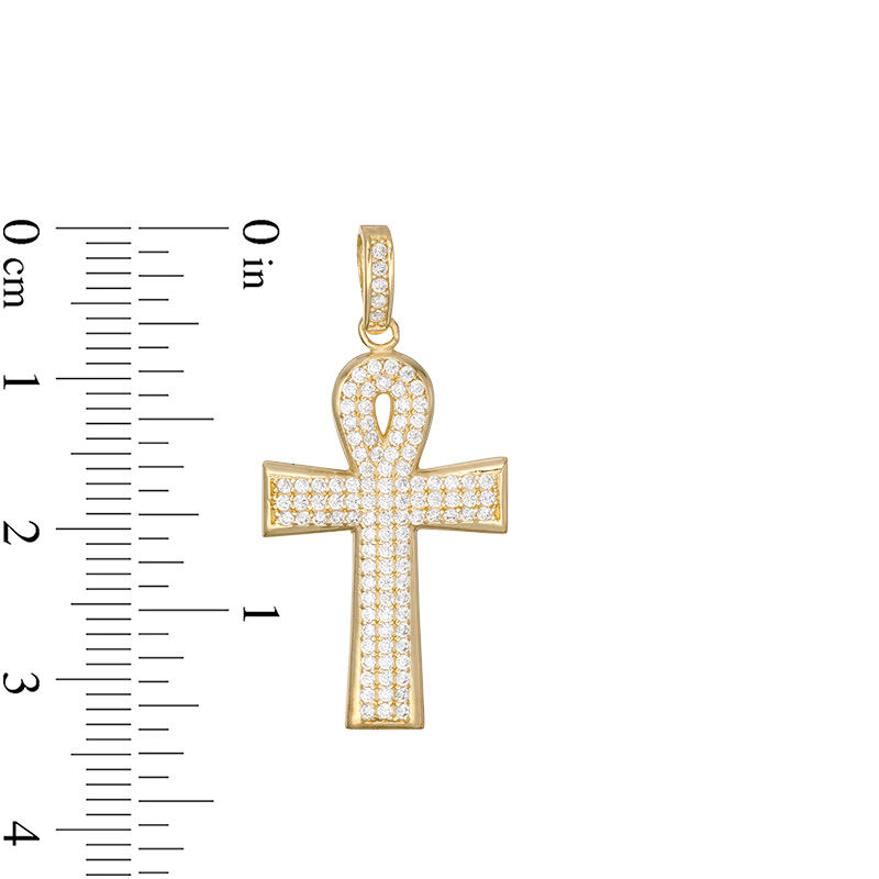 Main Image 2 of Cubic Zirconia Ankh Cross Necklace Charm in 10K Gold