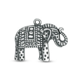 Oxidized Decorative Elephant Necklace Charm in Sterling Silver