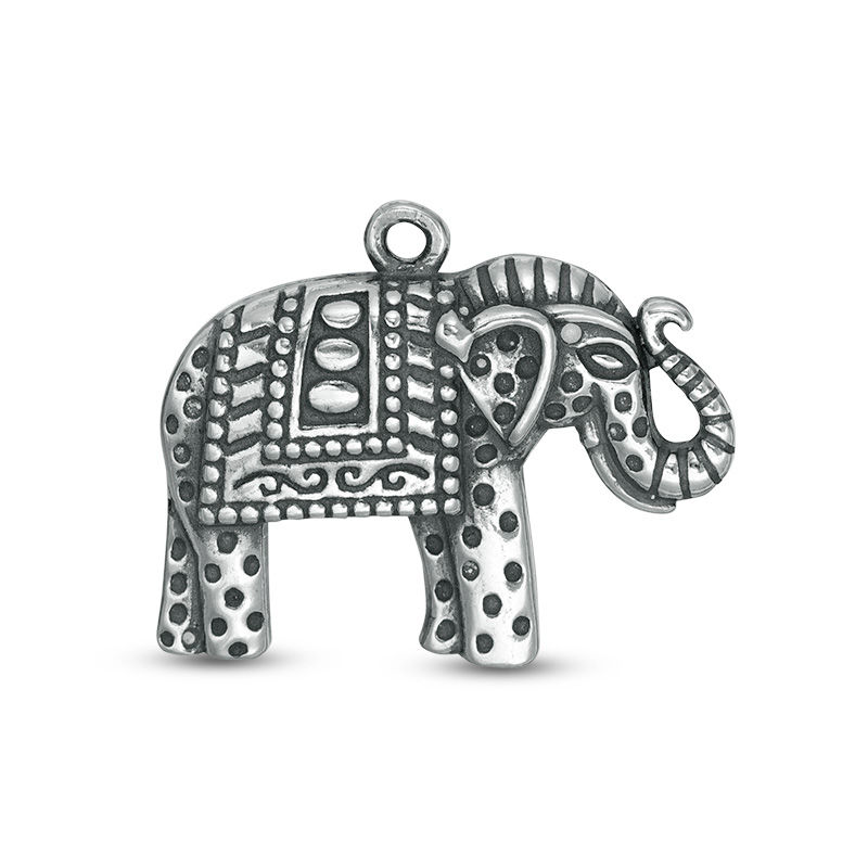 Main Image 1 of Oxidized Decorative Elephant Necklace Charm in Sterling Silver