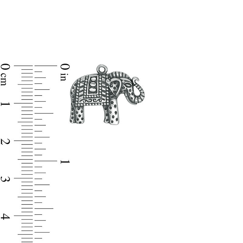 Oxidized Decorative Elephant Necklace Charm in Sterling Silver