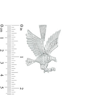 Solid Sterling Silver CZ Diamond-Cut Landing Eagle Necklace Charm
