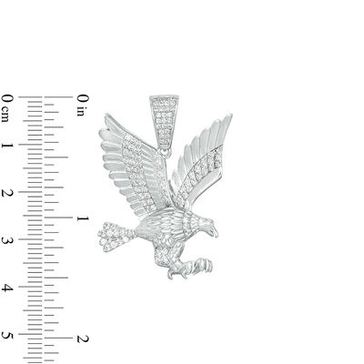 Solid Sterling Silver CZ Diamond-Cut Landing Eagle Necklace Charm
