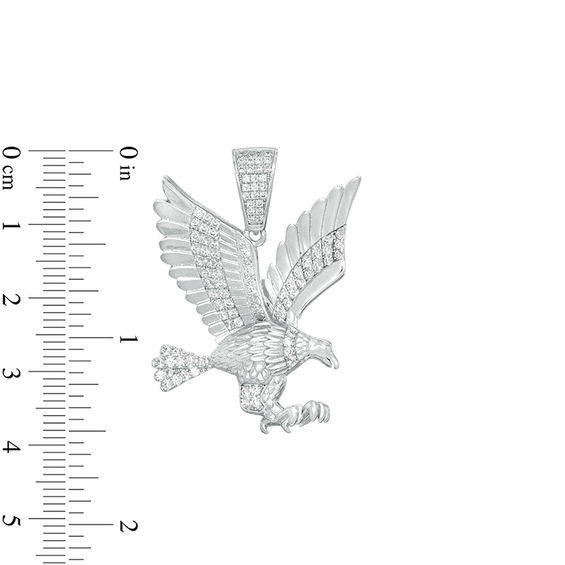 Solid Sterling Silver CZ Diamond-Cut Landing Eagle Necklace Charm