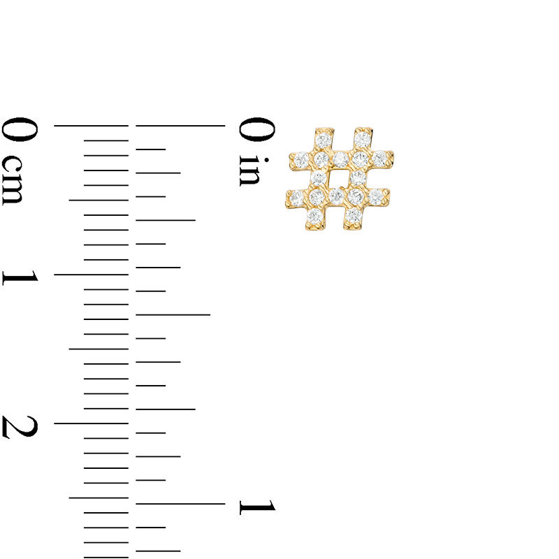 Main Image 2 of Cubic Zirconia Hash Tag Stud Earrings in 10K Gold