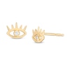 Thumbnail Image 0 of Bezel-Set Cubic Zirconia Solitaire Evil Eyelash Stud Earrings in 10K Gold