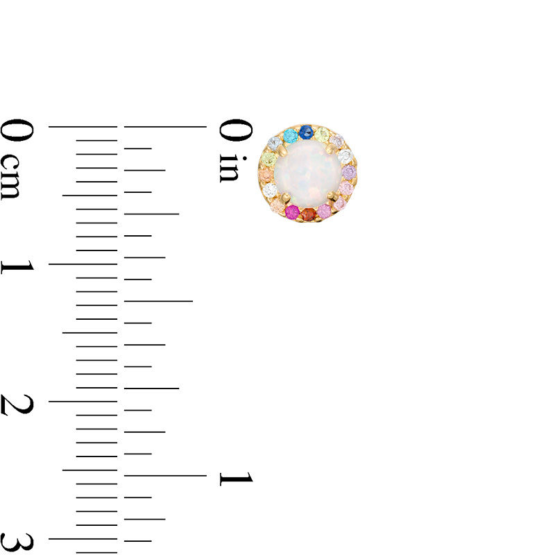 Main Image 2 of 5mm Simulated Opal and Multi-Color Cubic Zirconia Frame Stud Earrings in 10K Gold