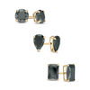 Multi-Shape Black Cubic Zirconia Stud Earrings Set in 10K Gold