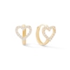 Thumbnail Image 0 of 10K Solid Gold CZ Heart Outline Huggie Hoops