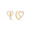 Thumbnail Image 1 of 10K Solid Gold CZ Heart Outline Huggie Hoops