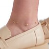 Thumbnail Image 3 of Puff Star and Bead Station Anklet in 10K Solid Gold - 10"