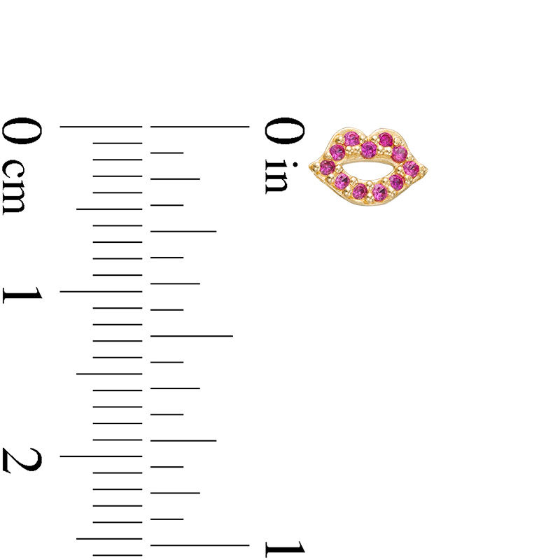 Main Image 2 of Red Cubic Zirconia Lips Stud Earrings in 10K Gold