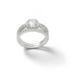 Thumbnail Image 1 of 6mm Cubic Zirconia Framed Split Shank Bridal Set in Sterling Silver - Size 7