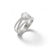 Thumbnail Image 2 of 6mm Cubic Zirconia Framed Split Shank Bridal Set in Sterling Silver - Size 7