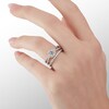 Thumbnail Image 3 of 6mm Cubic Zirconia Framed Split Shank Bridal Set in Sterling Silver - Size 7