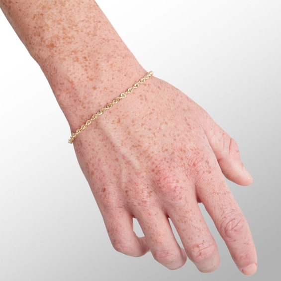 Made in Italy 060 Gauge Rope Chain Bracelet in 14K Hollow Gold - 8.5"