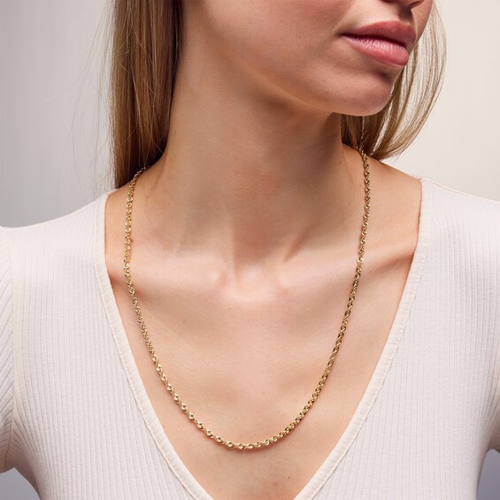 14K Hollow Gold Rope Chain Made in Italy - 24"