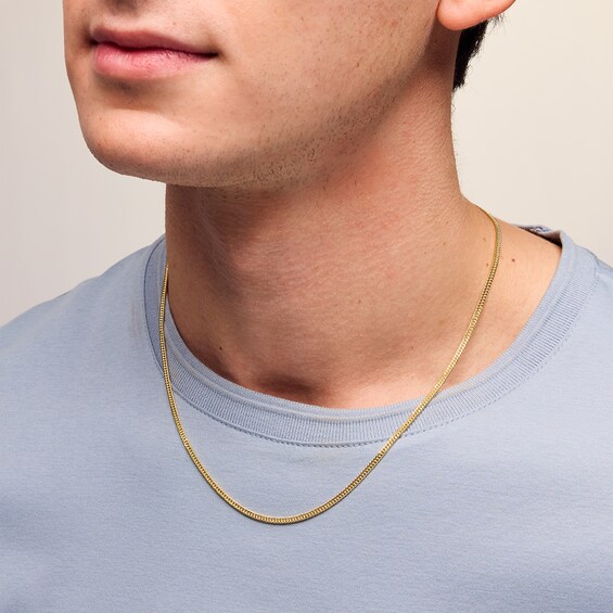 10K Hollow Gold Curb Chain Made in Italy