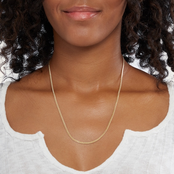 10K Hollow Gold Curb Chain Made in Italy