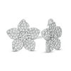 Thumbnail Image 1 of Cubic Zirconia Pavé Composite Flower Stud Earrings in Sterling Silver