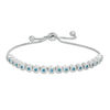 Thumbnail Image 1 of Simulated Turquoise and Cubic Zirconia Frame Bolo Bracelet in Sterling Silver - 10"