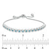 Thumbnail Image 2 of Simulated Turquoise and Cubic Zirconia Frame Bolo Bracelet in Sterling Silver - 10"