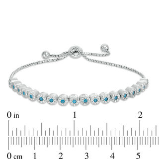 Simulated Turquoise and Cubic Zirconia Frame Bolo Bracelet in Sterling Silver - 10"