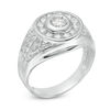 5mm Cubic Zirconia Frame Dome Ring in Sterling Silver - Size 10