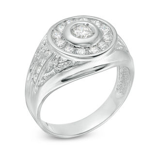 5mm Cubic Zirconia Frame Dome Ring in Sterling Silver - Size 10