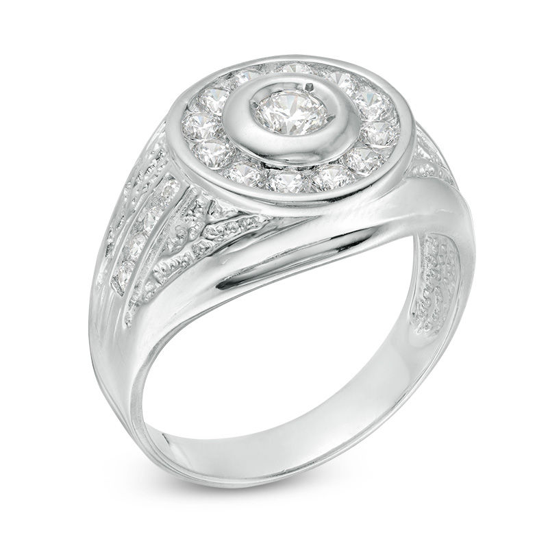 5mm Cubic Zirconia Frame Dome Ring in Sterling Silver - Size 10