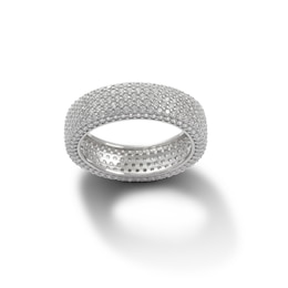 Cubic Zirconia Pavé Multi-Row Ring in Solid Sterling Silver