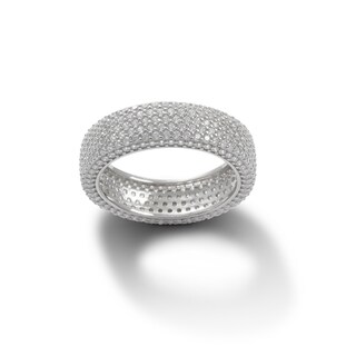Solid Sterling Silver CZ Pavé Multi-Row Eternity Ring - Size 8