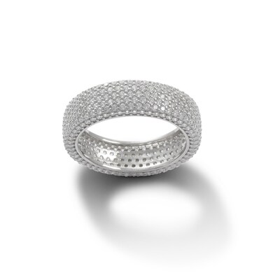 Solid Sterling Silver CZ Pavé Multi-Row Eternity Ring - Size 8