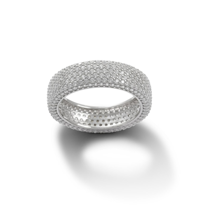 Cubic Zirconia Pavé Multi-Row Ring in Solid Sterling Silver