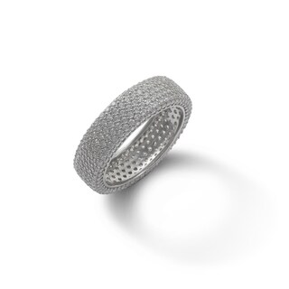 Solid Sterling Silver CZ Pavé Multi-Row Eternity Ring - Size 8