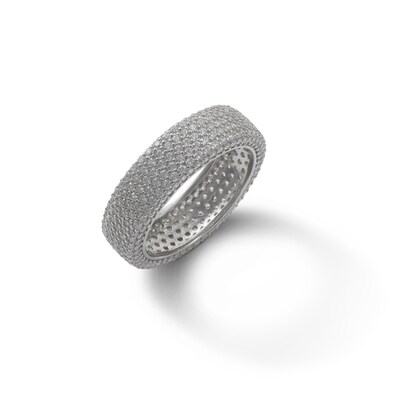 Solid Sterling Silver CZ Pavé Multi-Row Eternity Ring - Size 8