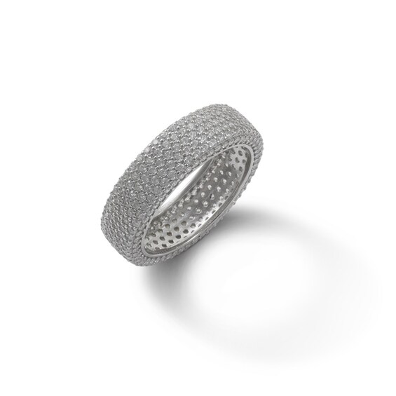 Solid Sterling Silver CZ Pavé Multi-Row Eternity Ring - Size 8