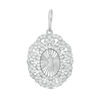 Cubic Zirconia Heart and Scalloped Frame Our Lady of Guadalupe Oval Necklace Charm in Sterling Silver