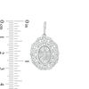 Cubic Zirconia Heart and Scalloped Frame Our Lady of Guadalupe Oval Necklace Charm in Sterling Silver