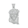 Thumbnail Image 1 of Multi-Shape Cubic Zirconia Jesus Head Necklace Charm in Sterling Silver