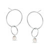 Thumbnail Image 1 of 5mm Simulated Pearl Double Interlocking Open Circle Drop Earrings in Sterling Silver