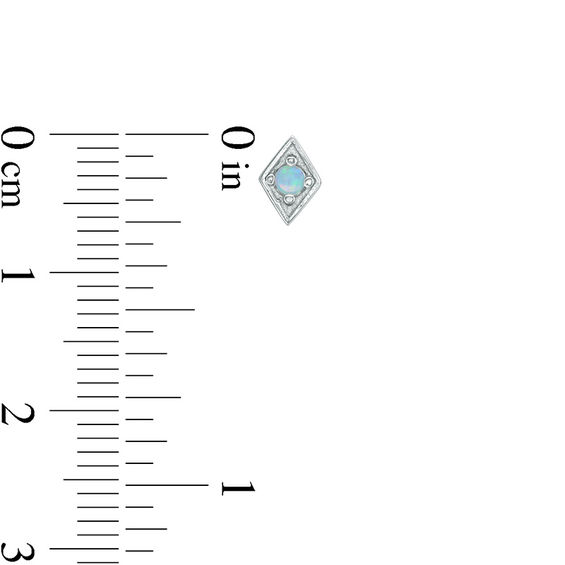 Lab-Created Blue Opal and Cubic Zirconia Stud Earrings Set in Sterling Silver