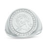 Thumbnail Image 1 of Cubic Zirconia Frame Jesus Head Signet Ring in Sterling Silver - Size 10