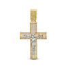 Thumbnail Image 1 of Cubic Zirconia Pavé Rounded Crucifix Necklace Charm in 10K Two-Tone Gold