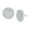 Thumbnail Image 1 of Cubic Zirconia Frame Lion Head Overlay Circle Stud Earrings in Sterling Silver