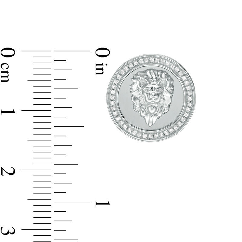 Main Image 2 of Cubic Zirconia Frame Lion Head Overlay Circle Stud Earrings in Sterling Silver