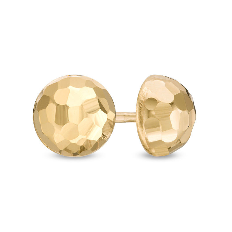 Main Image 1 of 7mm Diamond-Cut Button Stud Earring in 10K Gold