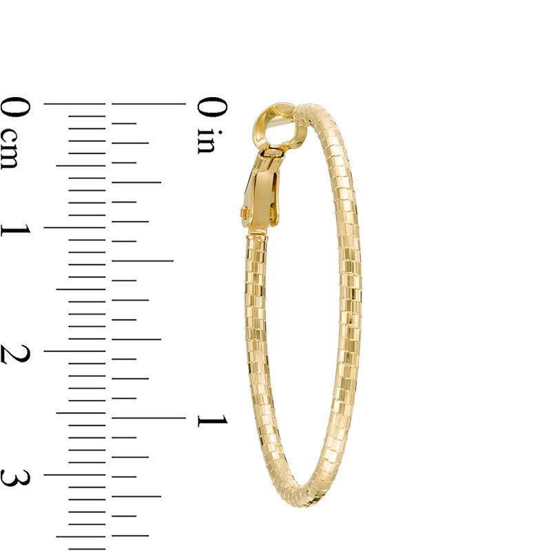 Main Image 2 of Diamond-Cut Oval Hoop Earrings in 10K Gold